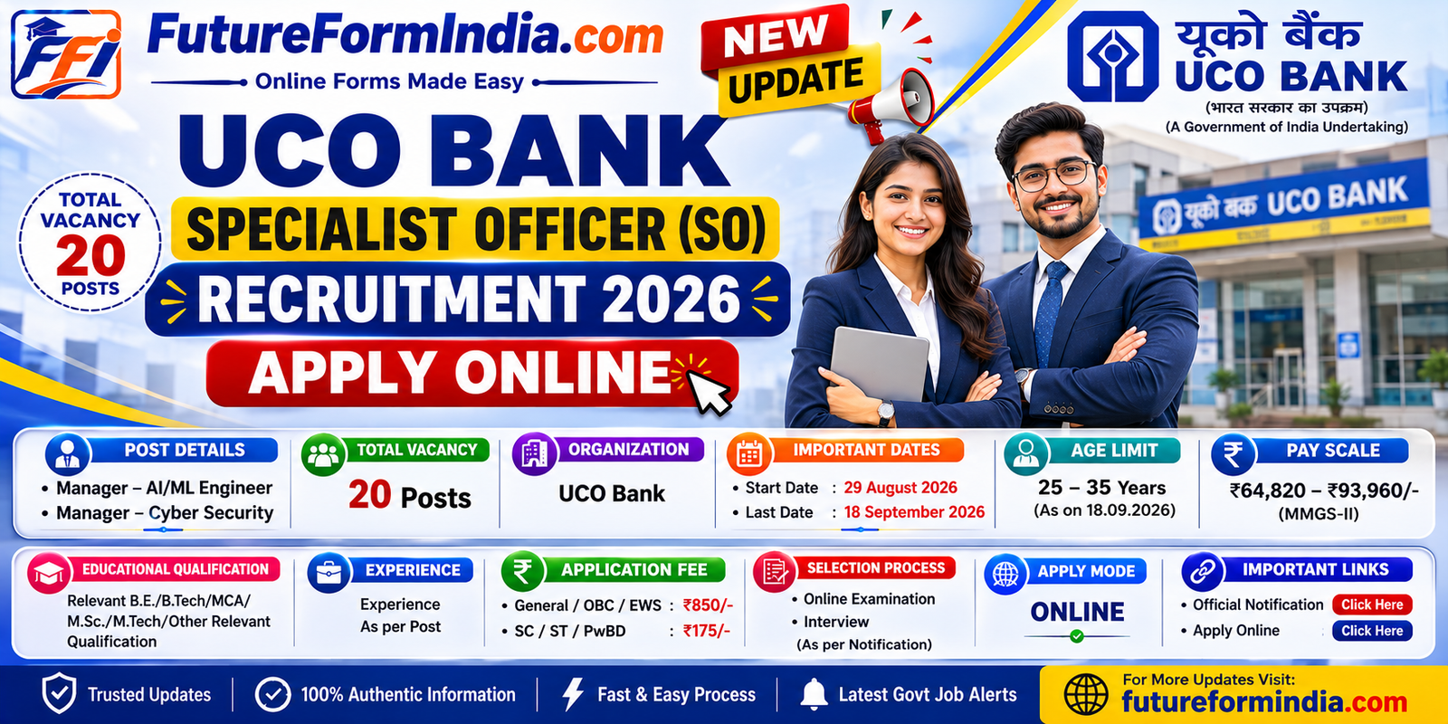 UCO Bank Specialist Officer SO Recruitment 2026 – Apply Online